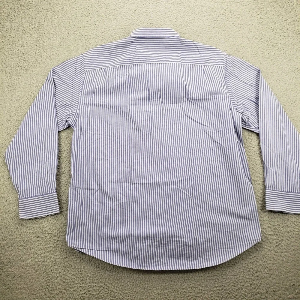 Banana Republic Shirt Mens XL 17-17‎ 1/2 Purple Striped Button Up Long Sleeve
